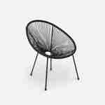 Set mit eierförmigen 2 Sesseln - Acapulco Schwarz - 4-beiniger Sessel im Retro-Design, Kunststoffschnur, innen / außen Photo3