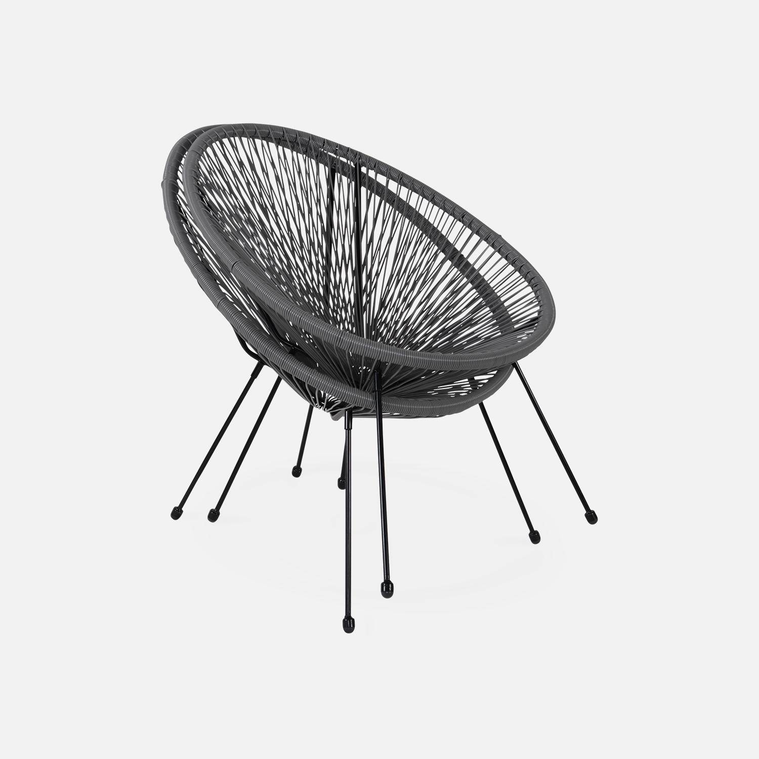 Set mit 2 eierförmigen Sesseln - Acapulco Taupe - 4-beiniger Sessel im Retro-Design, Kunststoffschnur, innen / außen Photo4