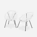 Set van 2 design stoelen ei-vormig - Acapulco Wit  - Stoelen 4 poten retro design, plastic koorden, binnen/buiten Photo2