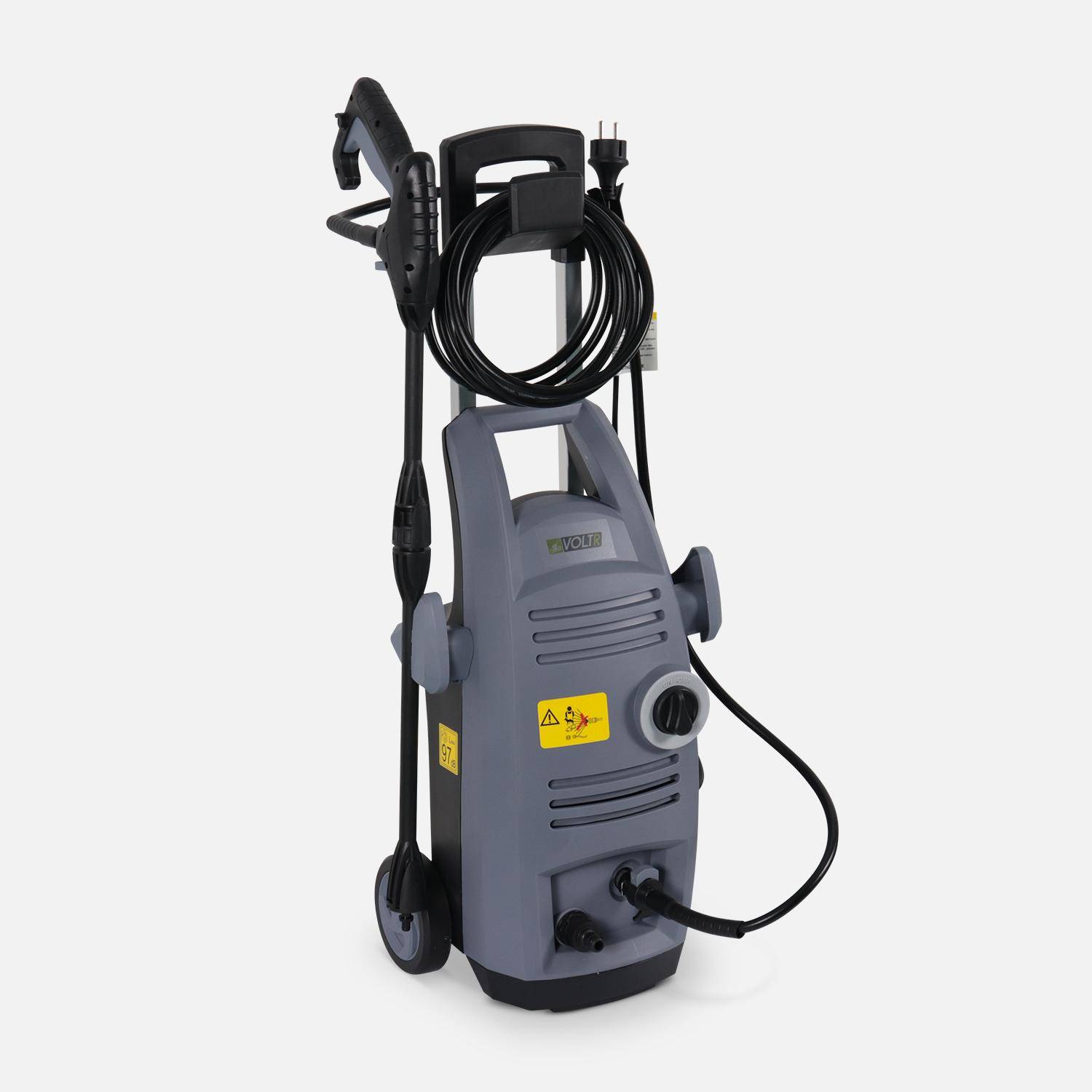 Limpiador de alta presión VOLTR 135 bar 1900W con kit de accesorios (boquilla de detergente, rotabuse, variable) con mango de rueda y Start-Stop automático Photo2