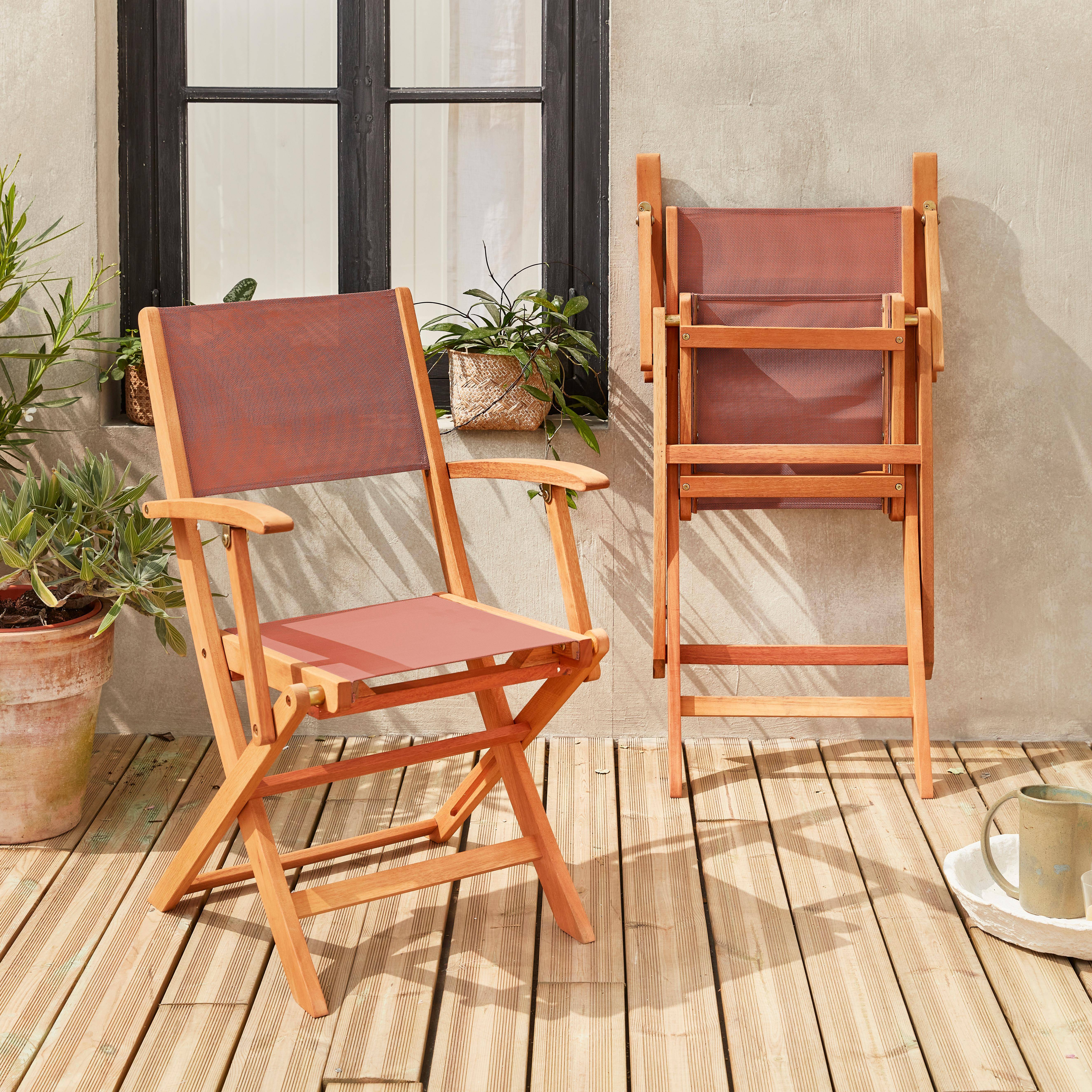 Pareja de sillas de mesa de jardín, Eucalipto, Terracota Photo2