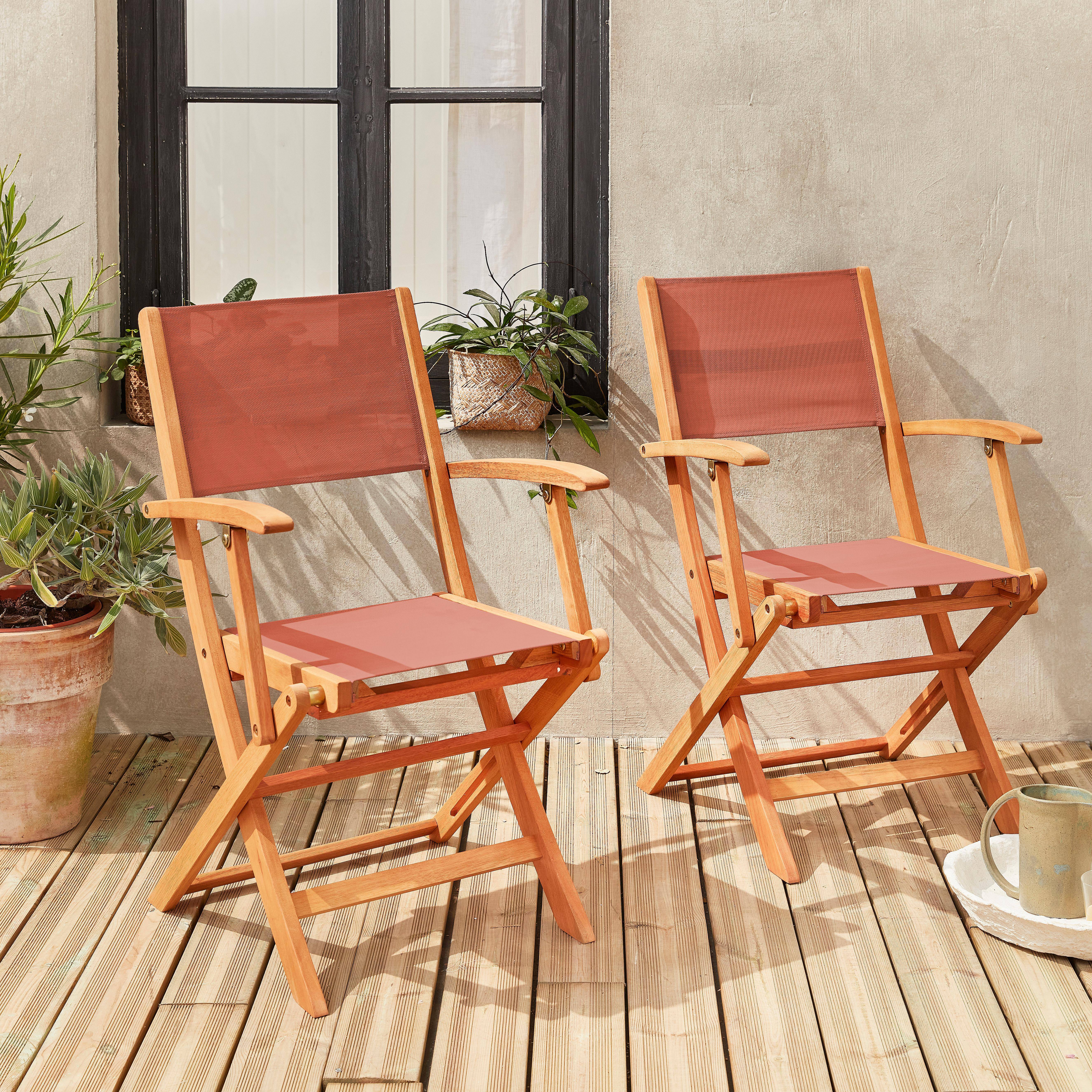 Pareja de sillas de mesa de jardín, Eucalipto, Terracota Photo1