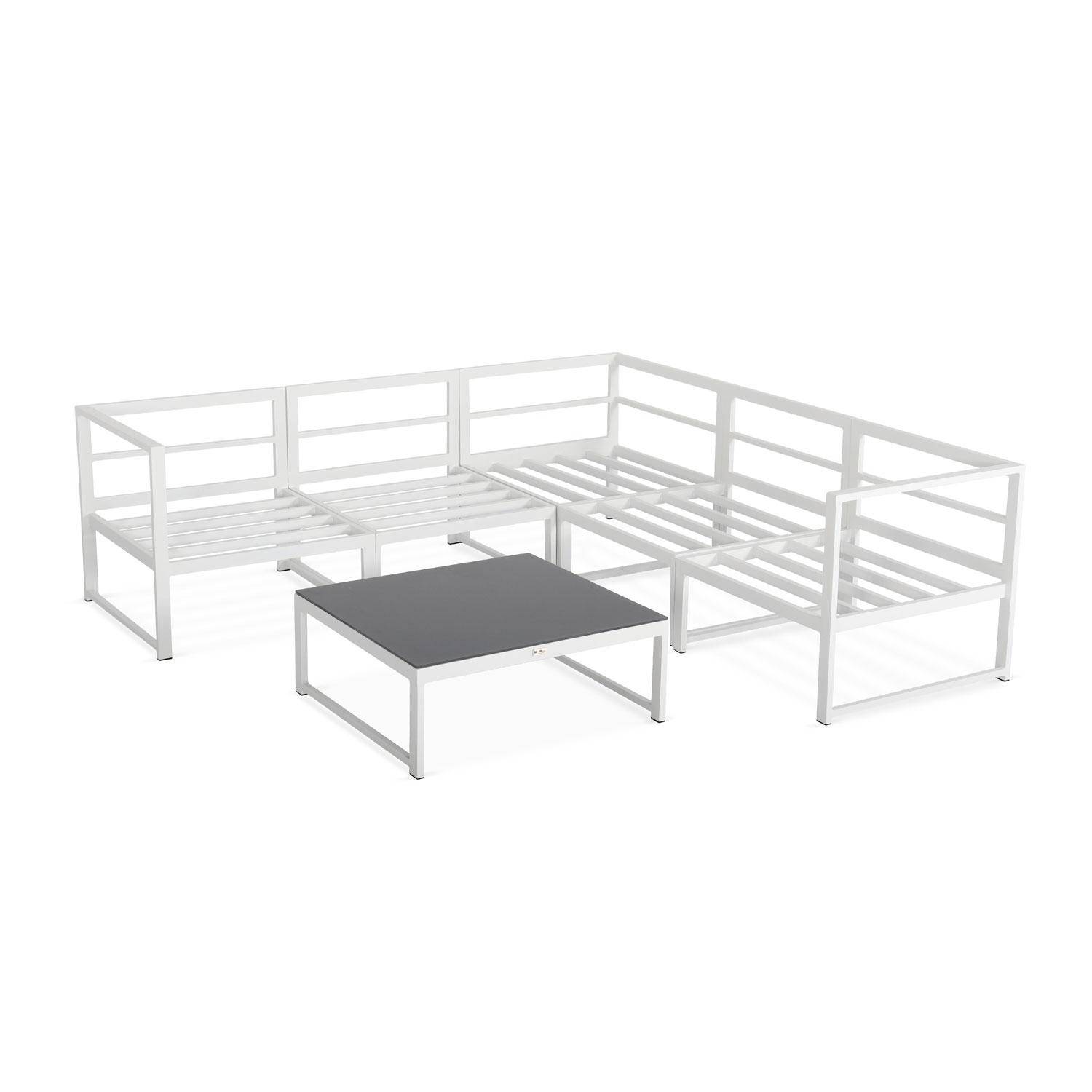 Conjunto de muebles de jardín de 5 plazas - Stratum Blanco y Marron - 6 elementos de aluminio, cojines gruesos, diseño y modular Photo7