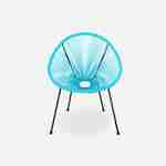 Lot de 2 fauteuils ACAPULCO forme d'oeuf avec table d'appoint - turquoise - Fauteuils 4 pieds design rétro, avec table basse, cordage plastique Photo4