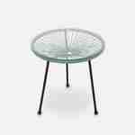 Lot de 2 fauteuils ACAPULCO forme d'oeuf avec table d'appoint - vert de gris - Fauteuils 4 pieds design rétro, avec table basse, cordage plastique Photo5
