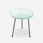 Lot de 2 fauteuils ACAPULCO forme d'oeuf avec table d'appoint - vert d'eau - Fauteuils 4 pieds design rétro, avec table basse, cordage plastique Photo5
