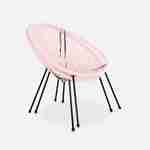Lot de 2 fauteuils design Oeuf - Acapulco Rose pale- Fauteuils 4 pieds design rétro, cordage plastique, intérieur / extérieur Photo6