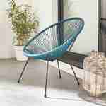 ACAPULCO eiförmiger Sessel - Entenblau - 4-beiniger Sessel im Retro-Design, Kunststoffschnur, innen / außen Photo1
