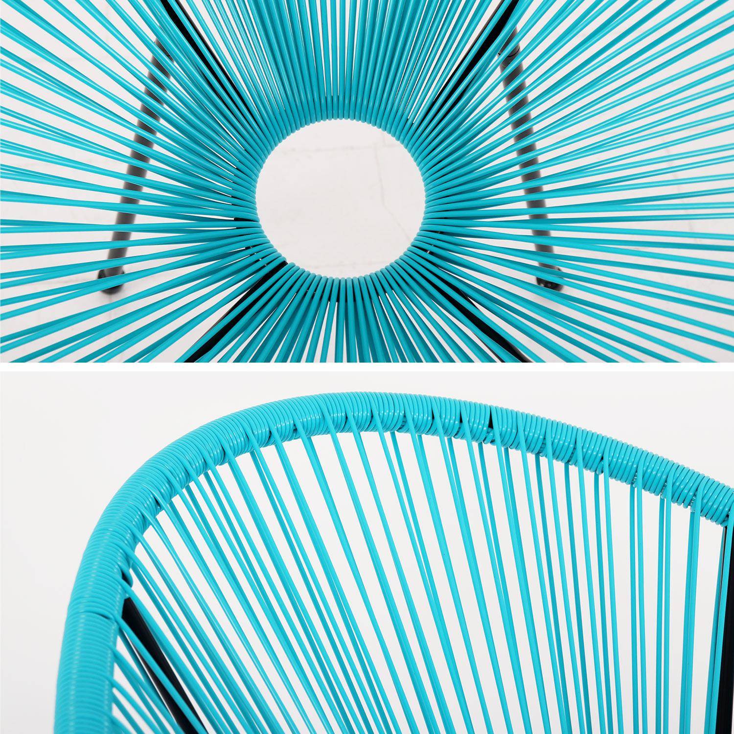 Fauteuil ACAPULCO forme d'oeuf -Turquoise - Fauteuil 4 pieds design rétro, cordage plastique, intérieur / extérieur Photo4