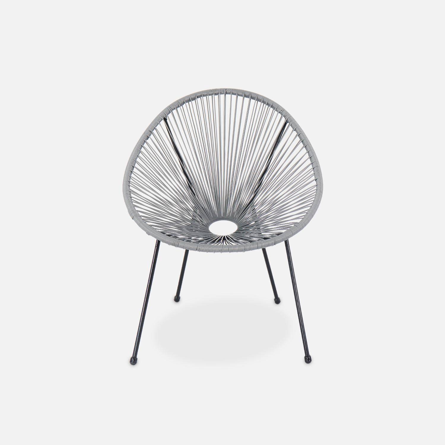 ACAPULCO eiförmiger Sessel - Dunkelgrau - 4-beiniger Sessel im Retro-Design, Kunststoffschnur, innen / außen Photo3
