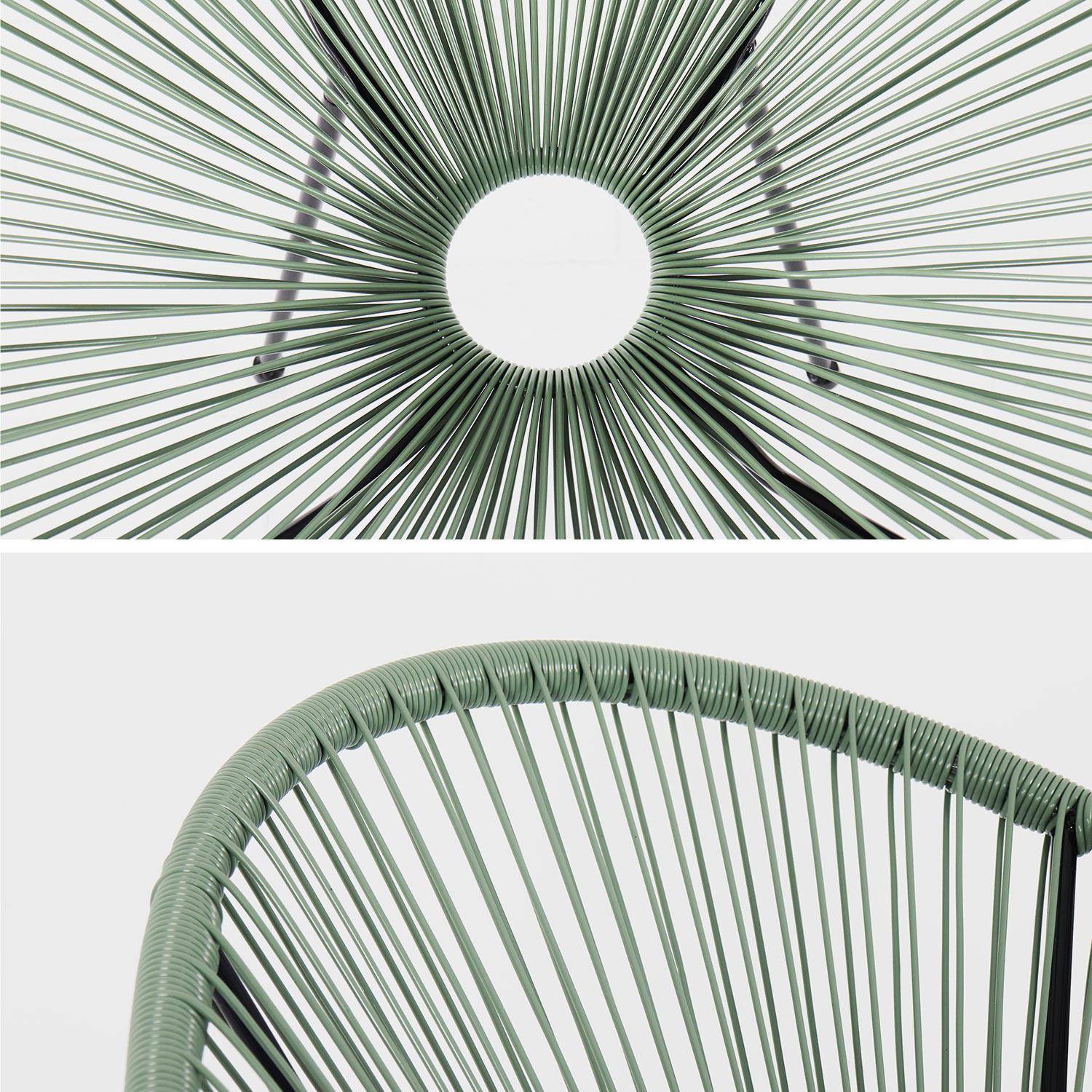 Set mit 2 eierförmigen Sesseln - Acapulco grüngrau - 4-beiniger Sessel im Retro-Design, Kunststoffschnur, innen / außen Photo5