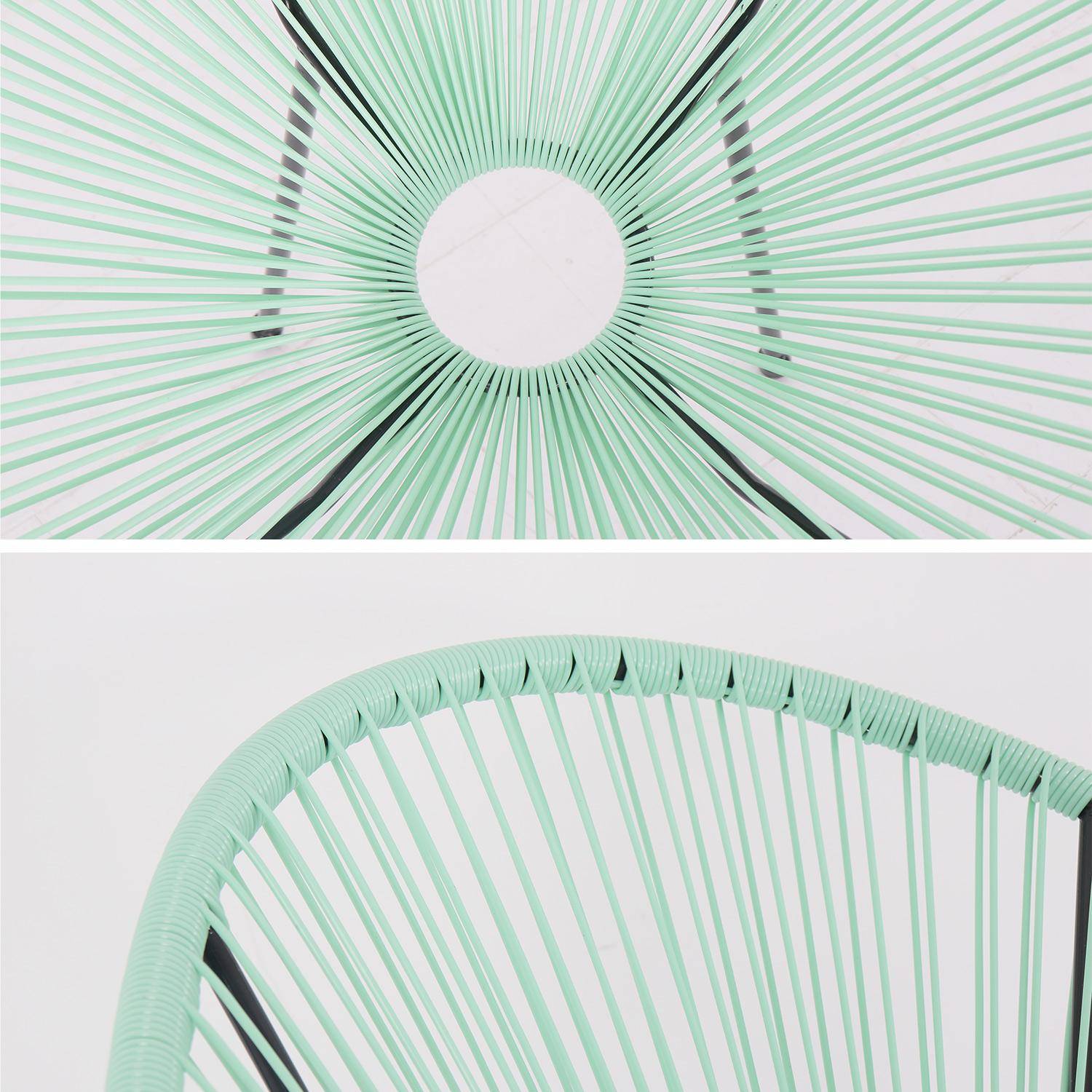 Set mit 2 eierförmigen Sesseln - Acapulco seegrün - 4-beiniger Sessel im Retro-Design, Kunststoffschnur, innen / außen Photo6