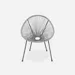 Set mit 2 eierförmigen Sesseln - Acapulco Grau - 4-beiniger Sessel im Retro-Design, Kunststoffschnur, innen / außen Photo4