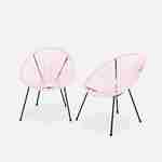 Lot de 2 fauteuils design Oeuf - Acapulco Rose pale - Fauteuils 4 pieds design rétro, cordage plastique, intérieur / extérieur Photo2