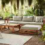 Salon de jardin en bois 5 places - Mendoza - Coussins beiges, canapé, fauteuils et table basse en acacia, 6 éléments modulables, design Photo1