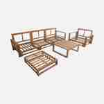 Salon de jardin en bois 5 places - Mendoza - Coussins beiges, canapé, fauteuils et table basse en acacia, 6 éléments modulables, design Photo6