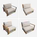 Salon de jardin en bois 5 places - Mendoza - Coussins beiges, canapé, fauteuils et table basse en acacia, 6 éléments modulables, design Photo7