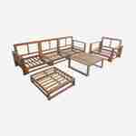 Gartenmöbel aus Holz mit 5 Sitzplätzen - Mendoza - Taupefarbene Kissen, Sofa, Sessel und Couchtisch aus Akazie, 6 modulare Elemente, Design Photo6