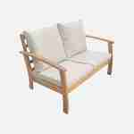 Houten loungeset 4 plaatsen - Ushuaïa -ecru kussens, bank, fauteuils en lage tafel van acacia, design Photo5