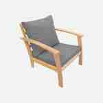 Salon de jardin en bois 4 places - Ushuaïa - Coussins Gris, canapé, fauteuils et table basse en acacia, design Photo4