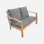 Salon de jardin en bois 4 places - Ushuaïa - Coussins Gris, canapé, fauteuils et table basse en acacia, design Photo3
