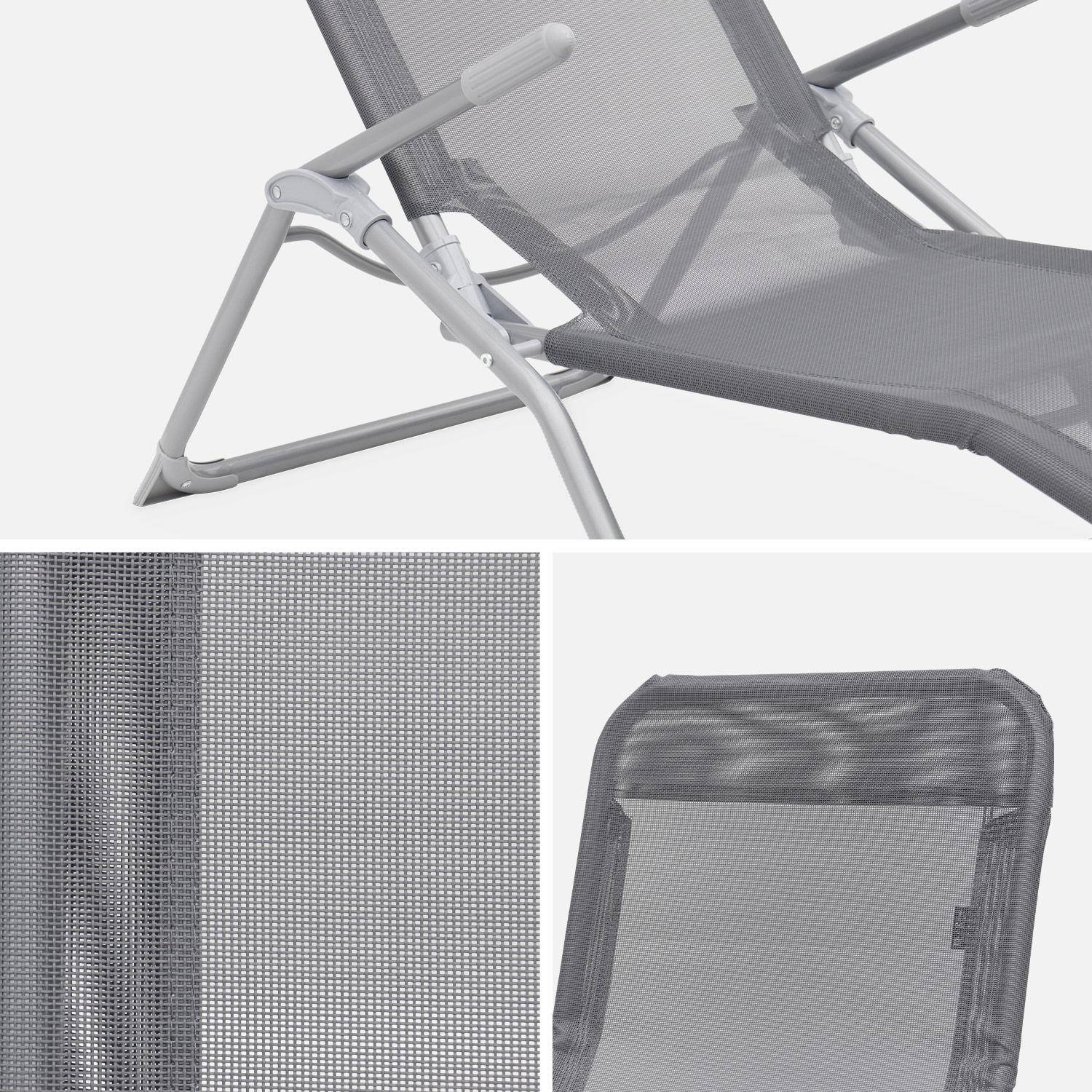 Set mit 2 zusammenklappbaren Sonnenliegen - Levito dunkelgrau - Textilene Liegestühle mit 2 Positionen, Liegestühle Photo4