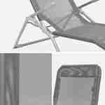 Lot de 2 bains de soleil pliants - Levito Gris Anthracite - Transats textilène 2 positions, chaises longues Photo4