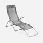 Lot de 2 bains de soleil pliants - Levito Gris Anthracite - Transats textilène 2 positions, chaises longues Photo2