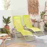 Set van 2 opvouwbare ligstoelen - Levito Anijsgroen - Ligstoelen van textileen, 2 posities, opvouwbare ligstoelen Photo1