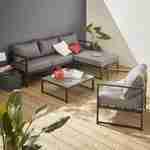 5 Sitze Gartengarnitur - Acatium - Anthrazit und grau, 6 Aluminiumelemente, dicke Kissen, Designstück und zusammenstellbar Photo1