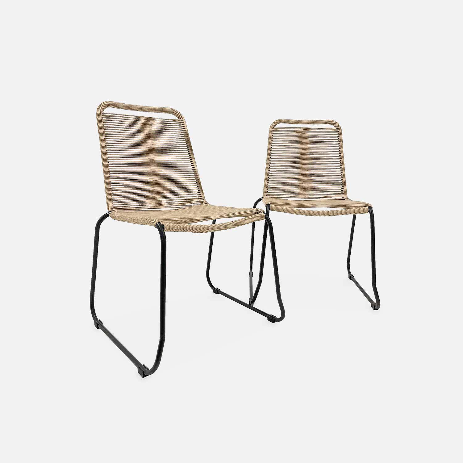 Set mit 2 BRASILIA Gartenstühlen aus Seil, beige, stapelbar, draußen Photo3