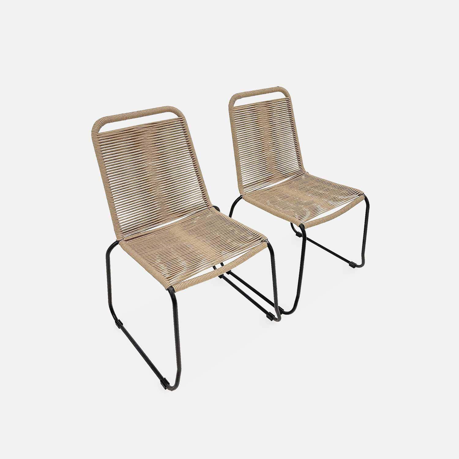 Set mit 2 BRASILIA Gartenstühlen aus Seil, beige, stapelbar, draußen Photo4