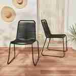 Set mit 2 BRASILIA Gartenstühlen aus Seil, schwarz, stapelbar, draußen Photo1