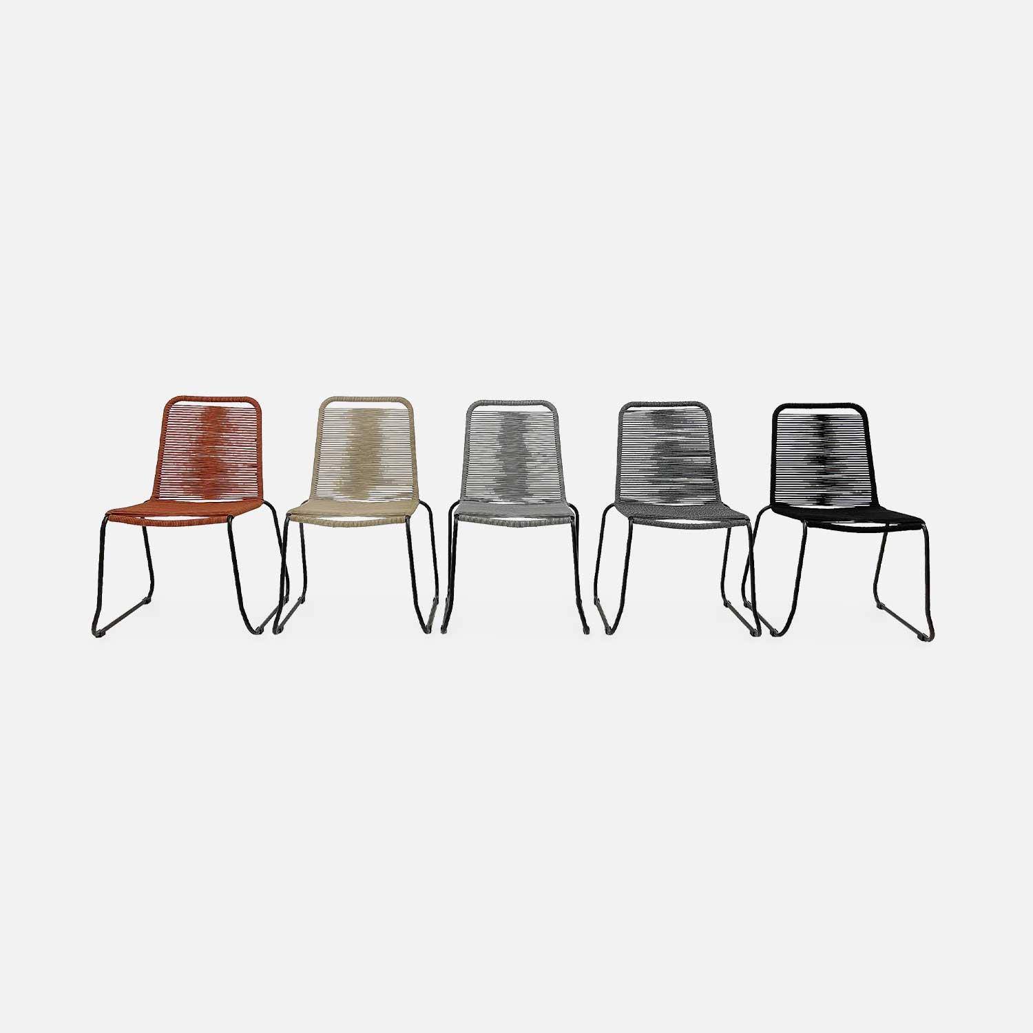 Set mit 2 BRASILIA Gartenstühlen aus Seil, schwarz, stapelbar, draußen Photo7