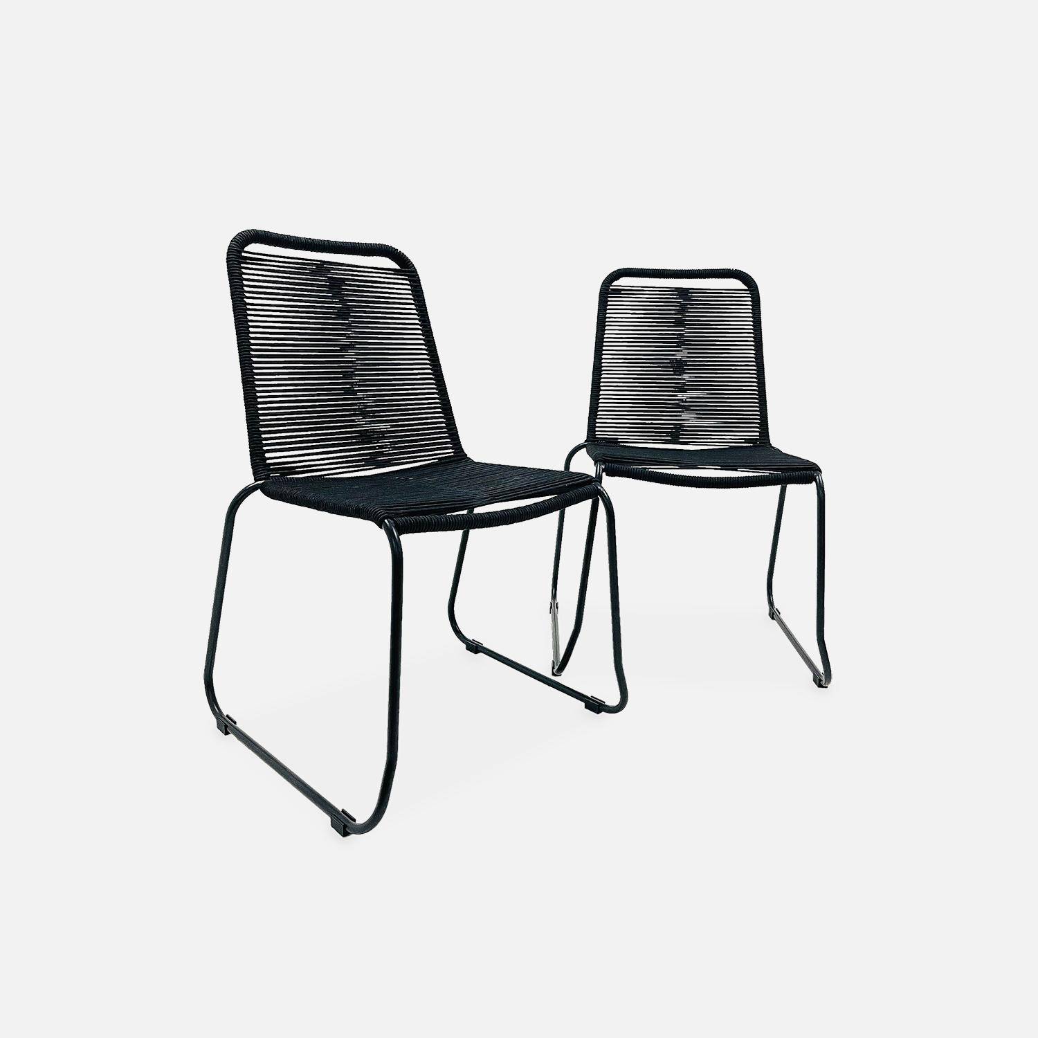 Lot de 2 chaises de jardin en corde BRASILIA, noir, empilables, extérieur Photo3