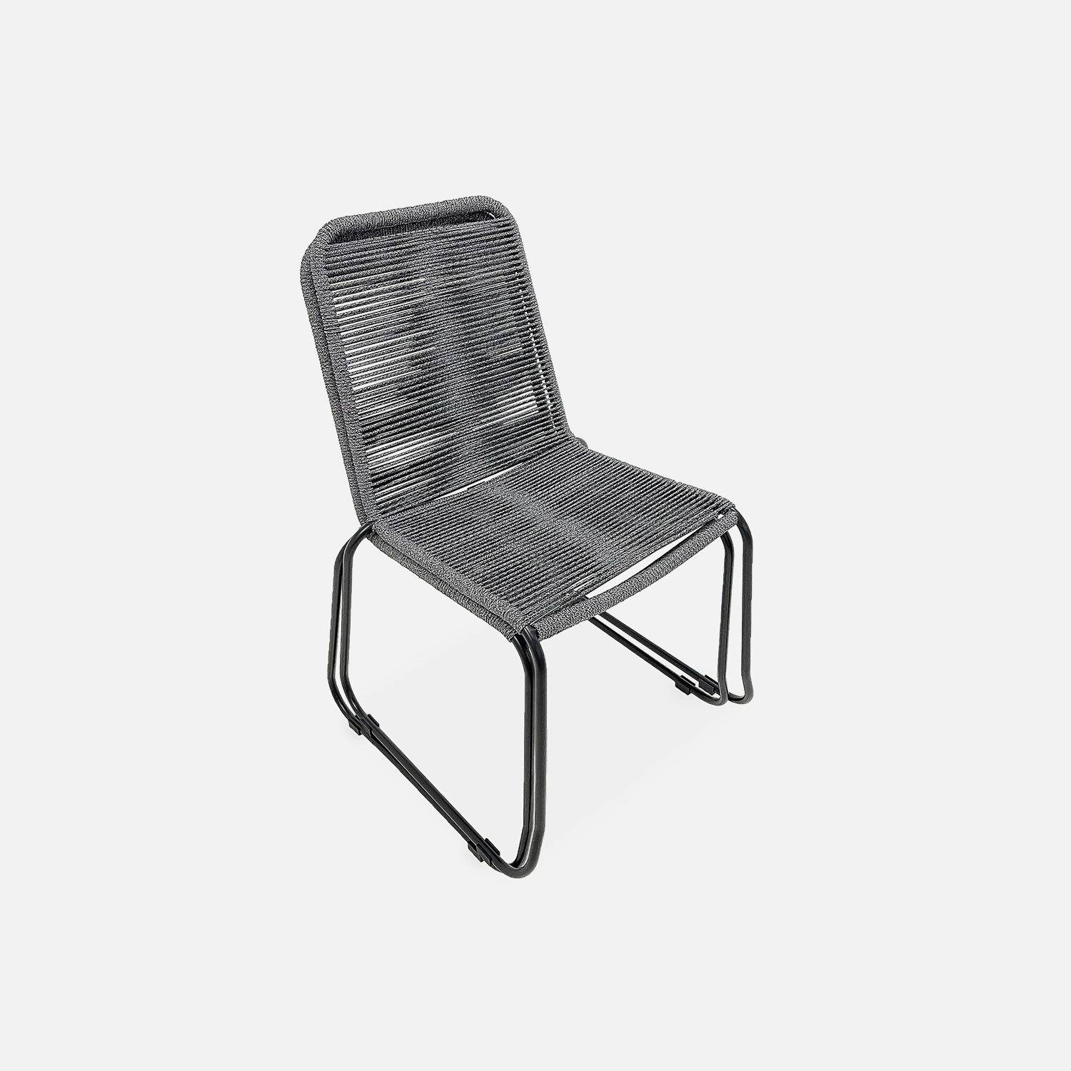 Set mit 2 BRASILIA Gartenstühlen aus Seil, graumeliert, stapelbar, draußen Photo5