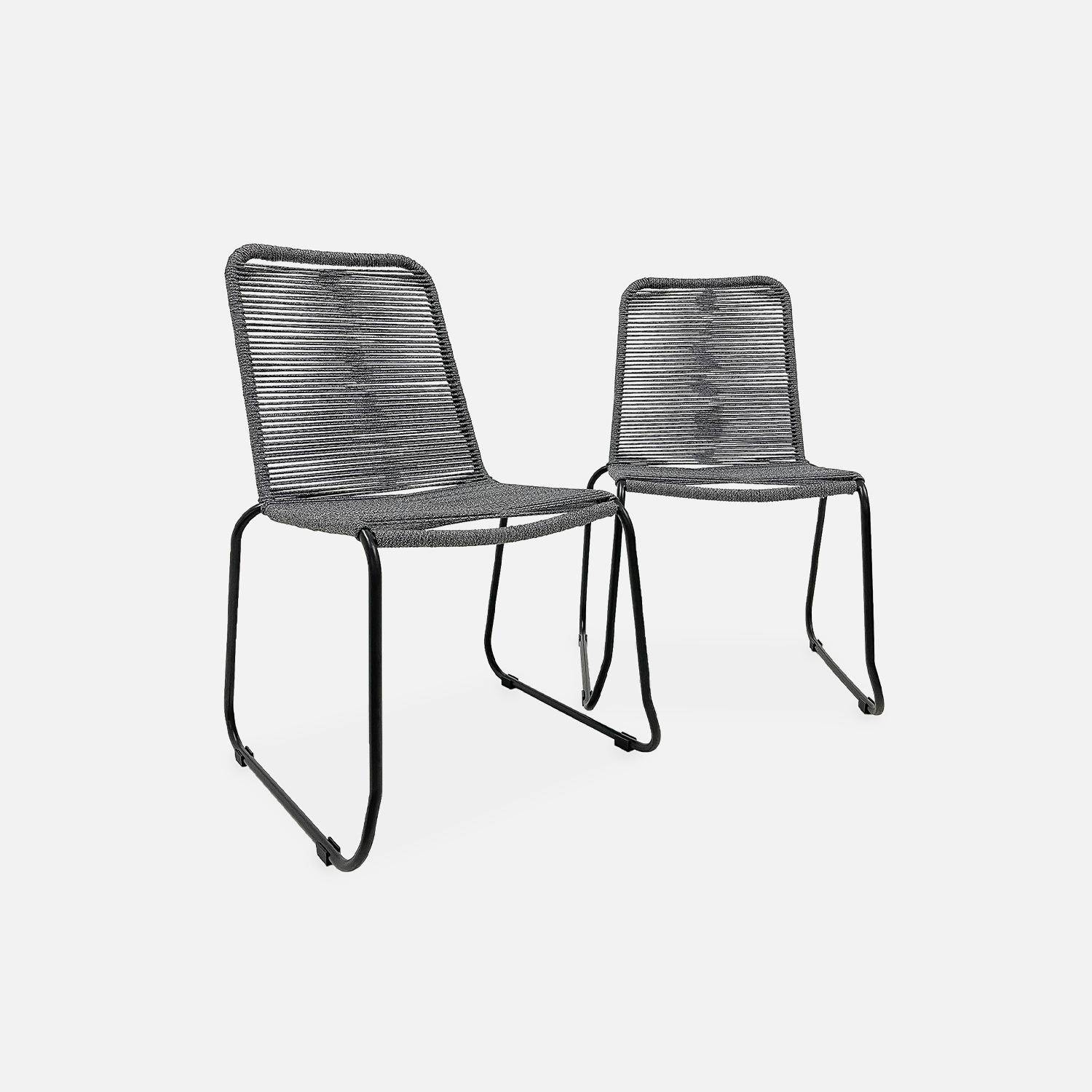 Set mit 2 BRASILIA Gartenstühlen aus Seil, graumeliert, stapelbar, draußen Photo3