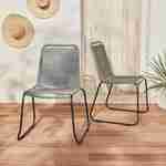 Lot de 2 chaises de jardin en corde BRASILIA, gris clair, empilables, extérieur Photo1