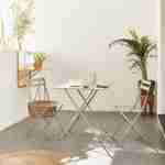 Conjunto de mobiliário de jardim bistro dobrável - Emilia gris taupe - Mesa quadrada 70x70cm com duas cadeiras dobráveis, aço revestido a pó Photo1
