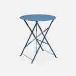 Table de jardin bistrot pliable - Emilia ronde bleu grisé- Table ronde Ø60cm en acier thermolaqué Photo1