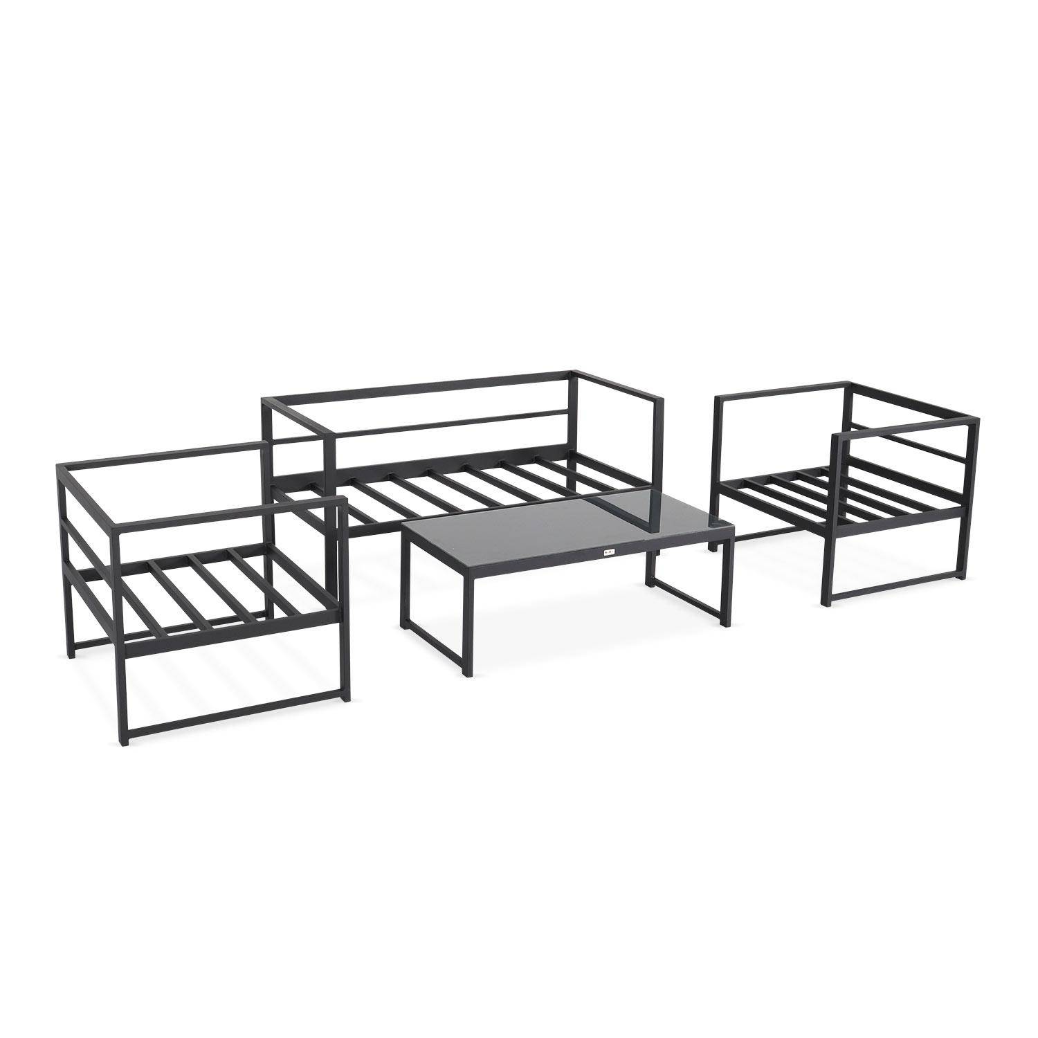 4 Sitze Gartengarnitur - Baléa Anthrazit und Grau, 4 Aluminiumelemente, dicke Kissen, Designstück Photo7