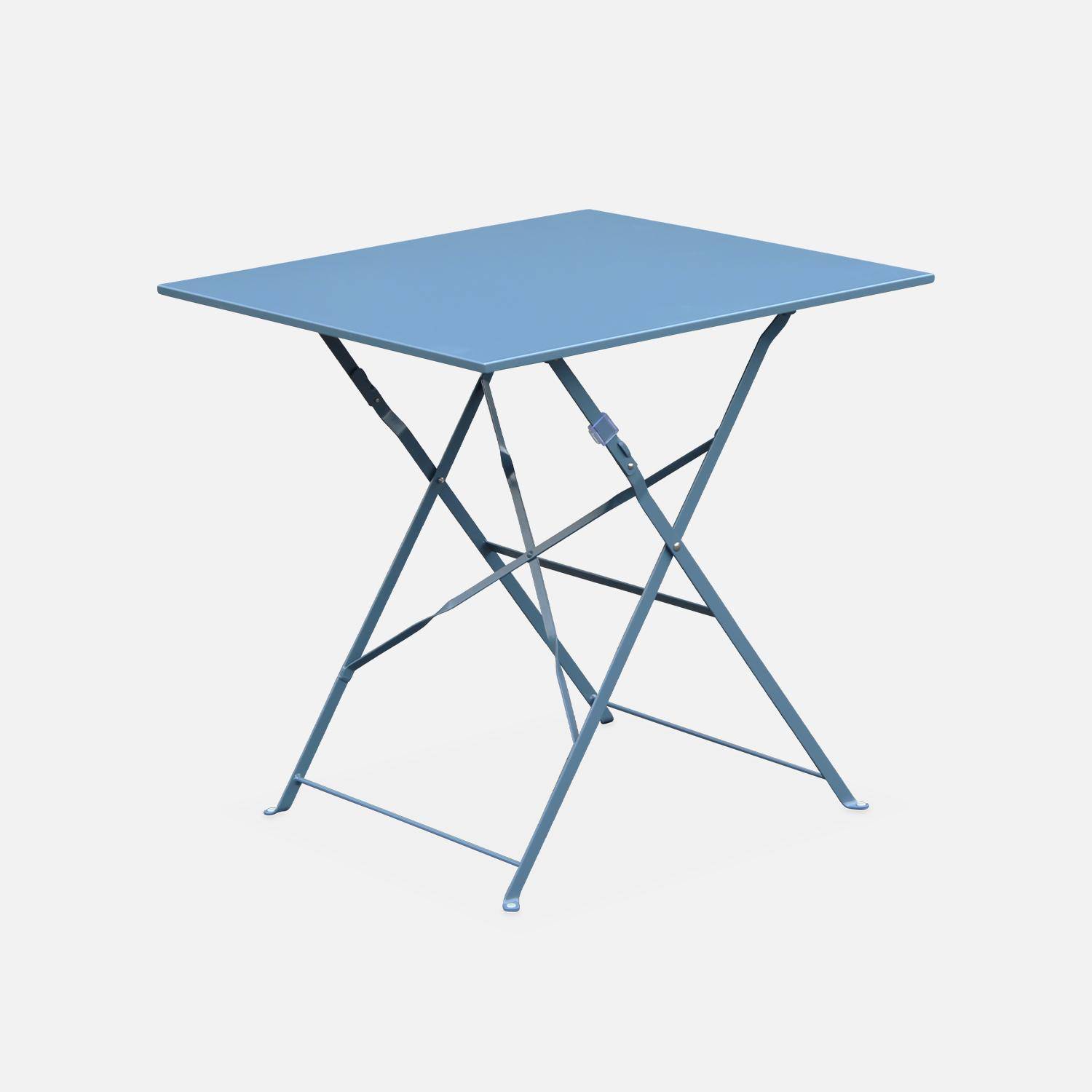 Klappbarer Bistro-Gartentisch - Emilia quadratisch graublau - quadratischer Tisch 70x70cm aus pulverbeschichtetem Stahl Photo1