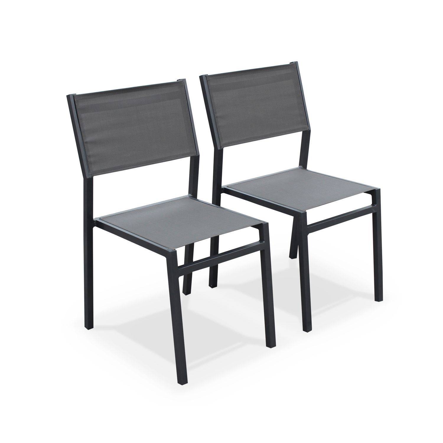 Lot de 2 chaises en aluminium et textilène empilables Photo1