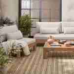 Salon de jardin XXL en bois brossé, effet blanchi – BAHIA – coussins beiges, ultra confortable, 5 à 7 places Photo2