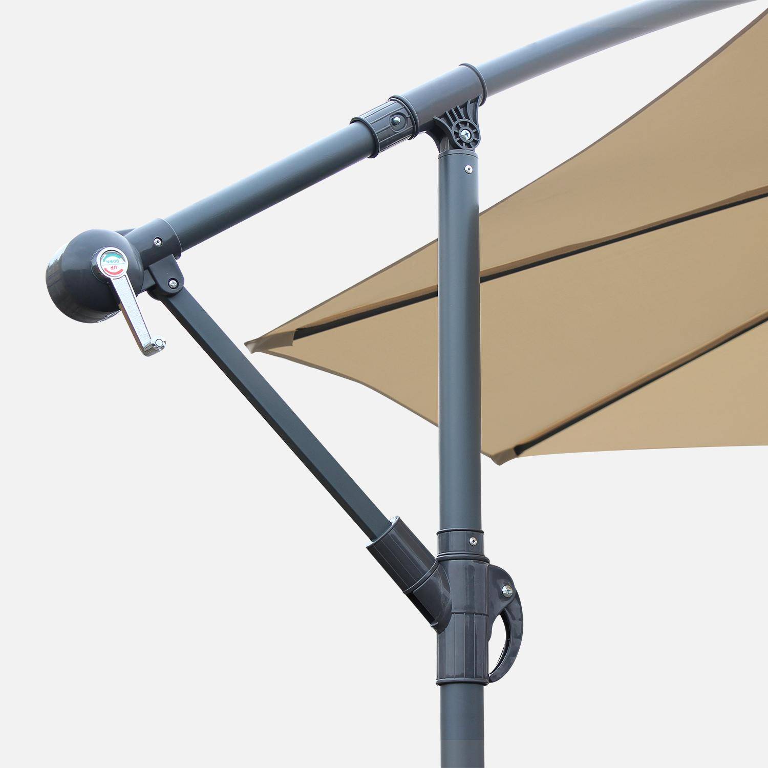 Paraguas redondo 3x3m - Hardelot - Beige - Manivela antirretorno | Tejido impermeable | Fácil de usar Photo4