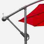 Parasol déporté rond 3x3m  - Hardelot - Rouge - Manivelle anti-retour | Toile déperlante | Facile à utiliser Photo4