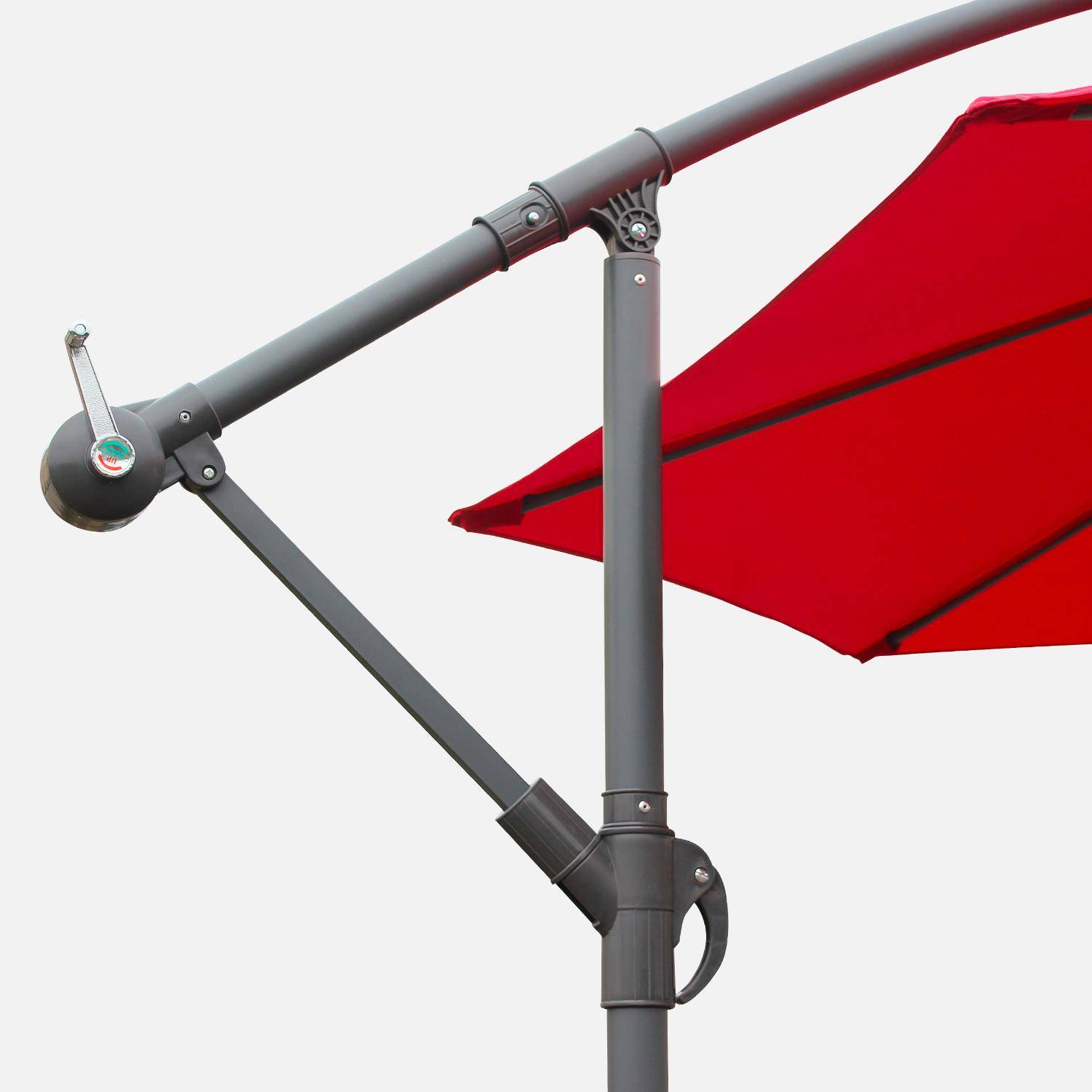 Paraguas redondo deportado 3x3m - Hardelot - Rojo - Manivela antirretorno | Tejido repelente al agua | Fácil de usar Photo4