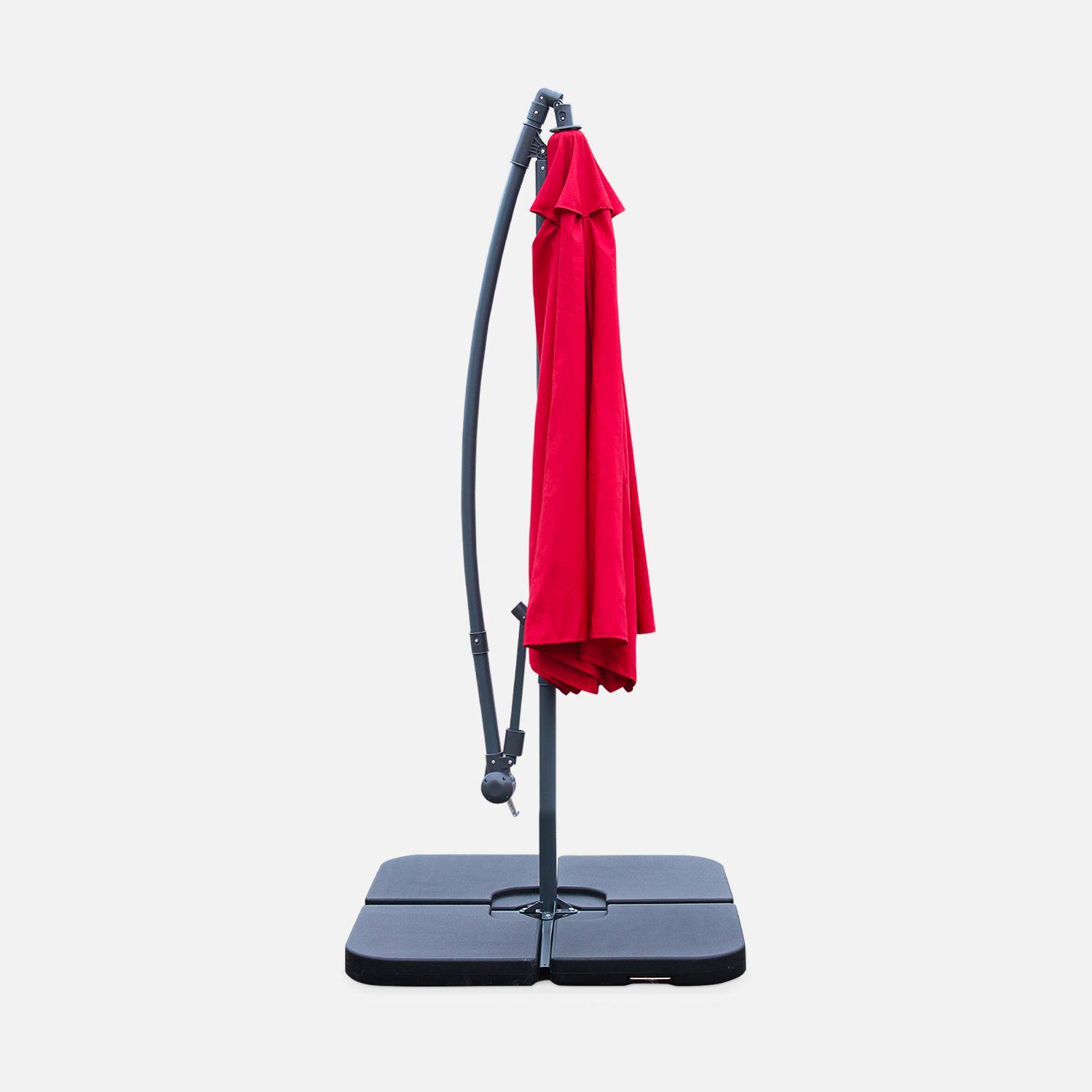 Guarda-chuva redondo deportado 3x3m - Hardelot - Vermelho - Manivela anti-retorno | Tecido repelente à água | Fácil de usar Photo3