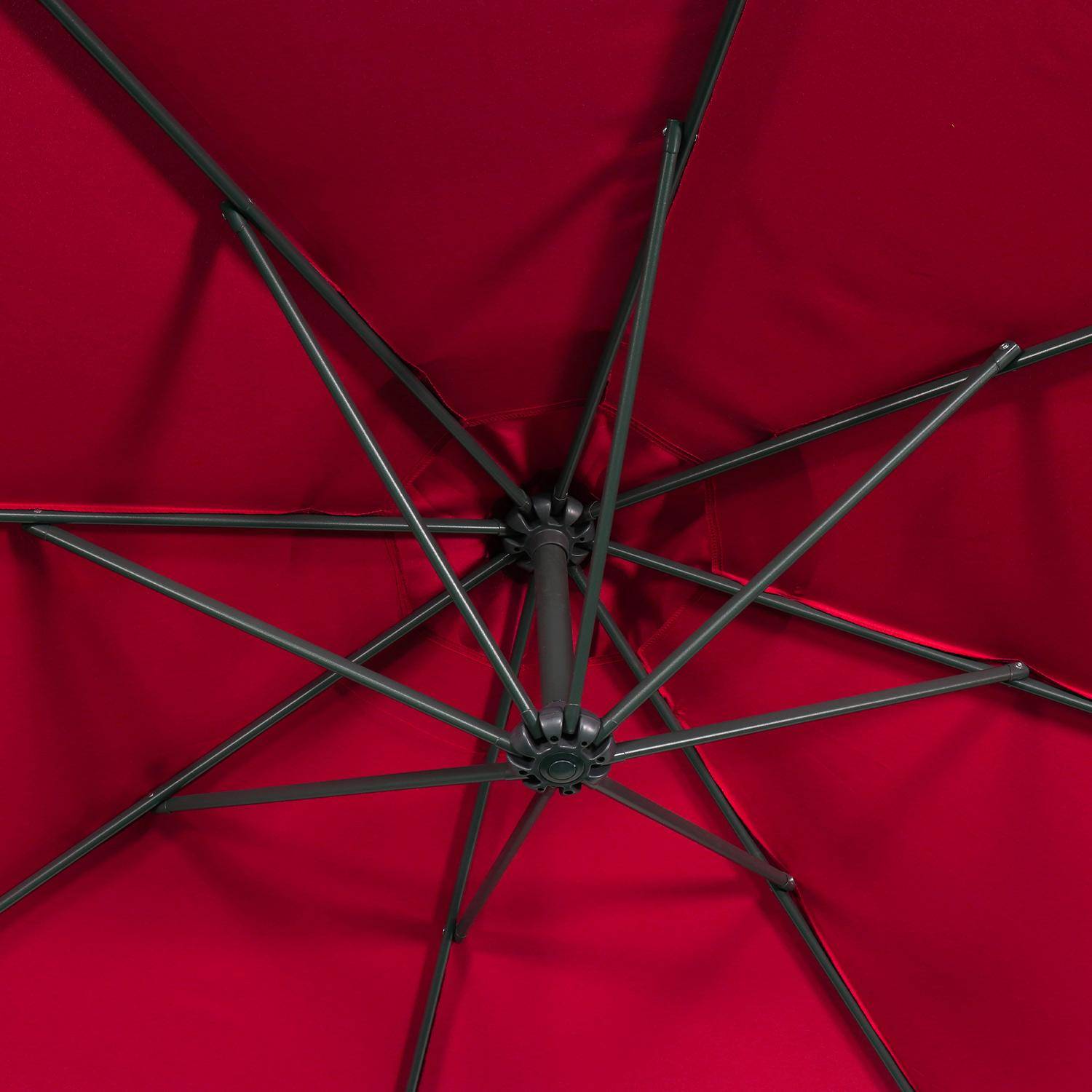 Guarda-chuva redondo deportado 3x3m - Hardelot - Vermelho - Manivela anti-retorno | Tecido repelente à água | Fácil de usar Photo5