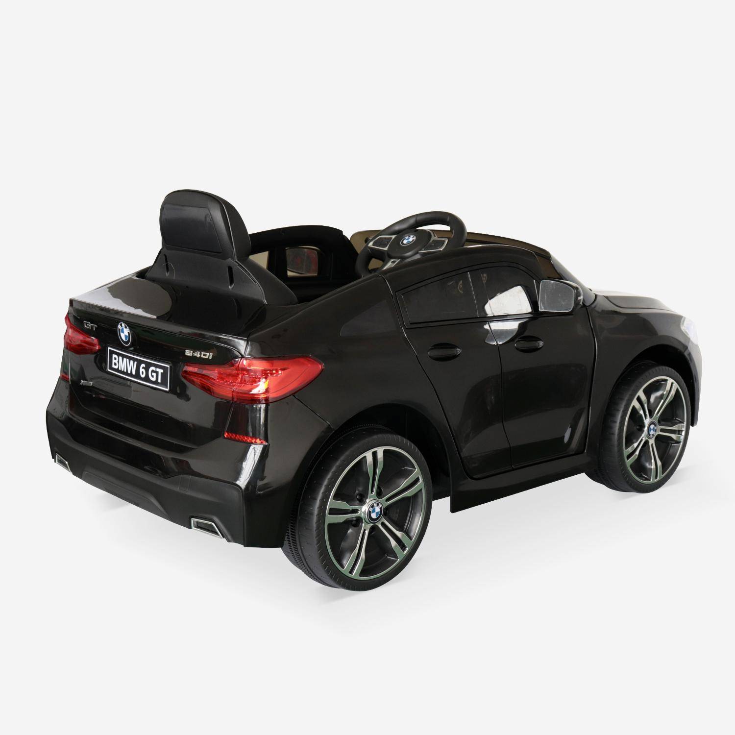 BMW GT6 Gran Turismo negro, coche eléctrico 12V, 1 plaza, descapotable para niños con autorradio y mando a distancia Photo3
